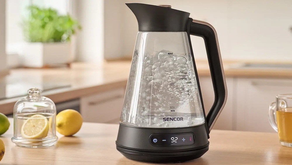Rychlovarná konvice Sencor SWK 1595BK, 1,5 l sklo Vodu udrží horkou až 2 hodiny