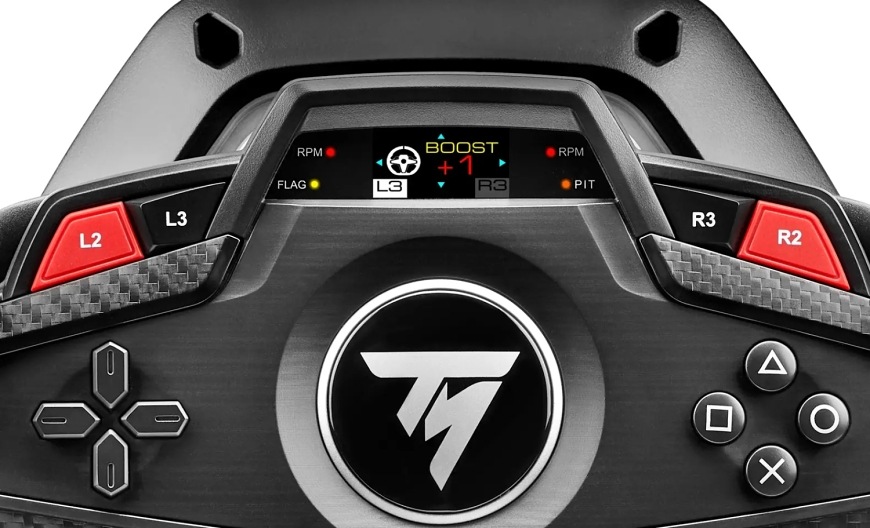 Volant Thrustmaster T248R Shifter Pack, PC , PS5/4 černý Detail displeje na volantu s telemetrickými údaji