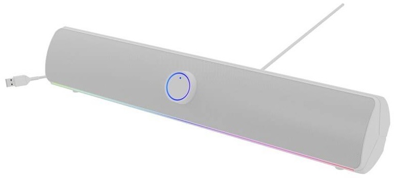 Bílý soundbar Genesis Helium 312BT s USB připojením a decentním RGB podsvícením