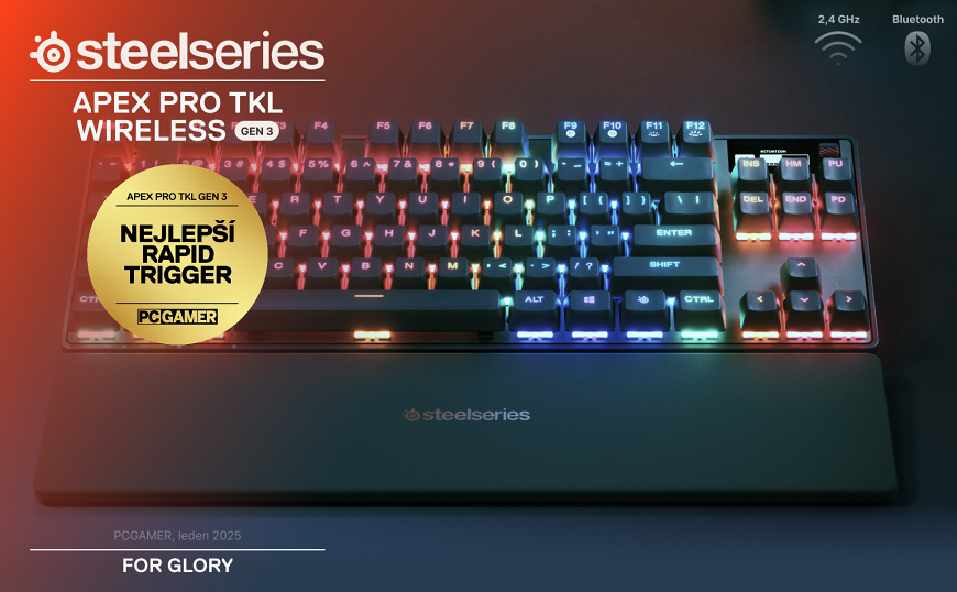 Herní klávesnice SteelSeries Apex Pro TKL Gen 3 s oceněním za technologii Rapid Trigger od PC Gamer