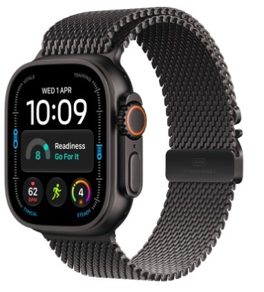 Chytré hodinky Apple Watch Ultra 4 GPS + Cellular 49 mm černý titan, černý titanový milánský tah - M