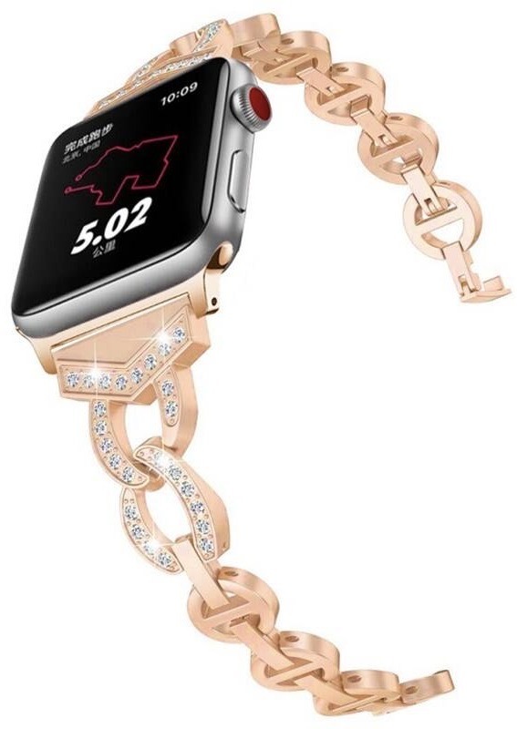 Řemínek WG crystal, kovový, na Apple Watch 38/40/41 mm - rose gold