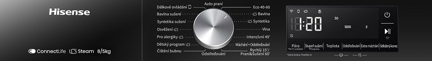 Pračka se sušičkou Hisense WD3S8043BW3 bílá Pračka se sušičkou Hisense WD3S8043BW3, bílá, český panel