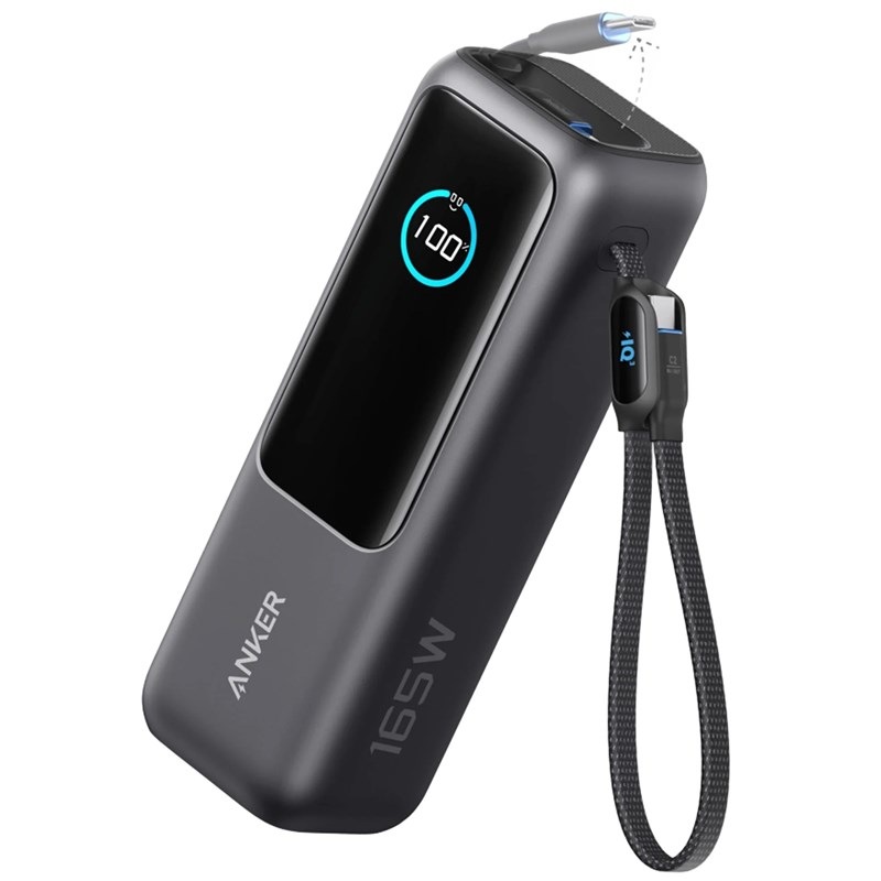 Powerbanka Anker 165W Built-In USB-C and Retractable Cable 25000 mAh černá