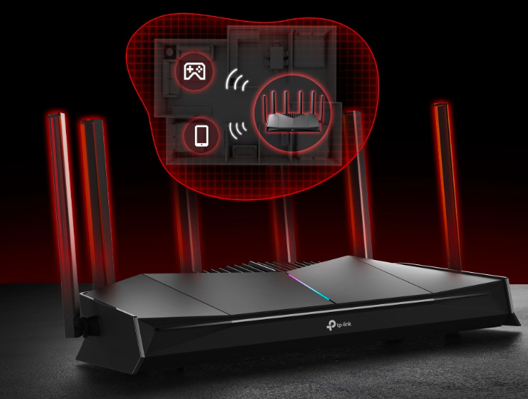 Router TP-Link Archer GE400 Gaming černý Herní router TP-Link Archer GE400 Gaming s šesti anténami pro stabilní Wi-Fi signál v celé domácnosti