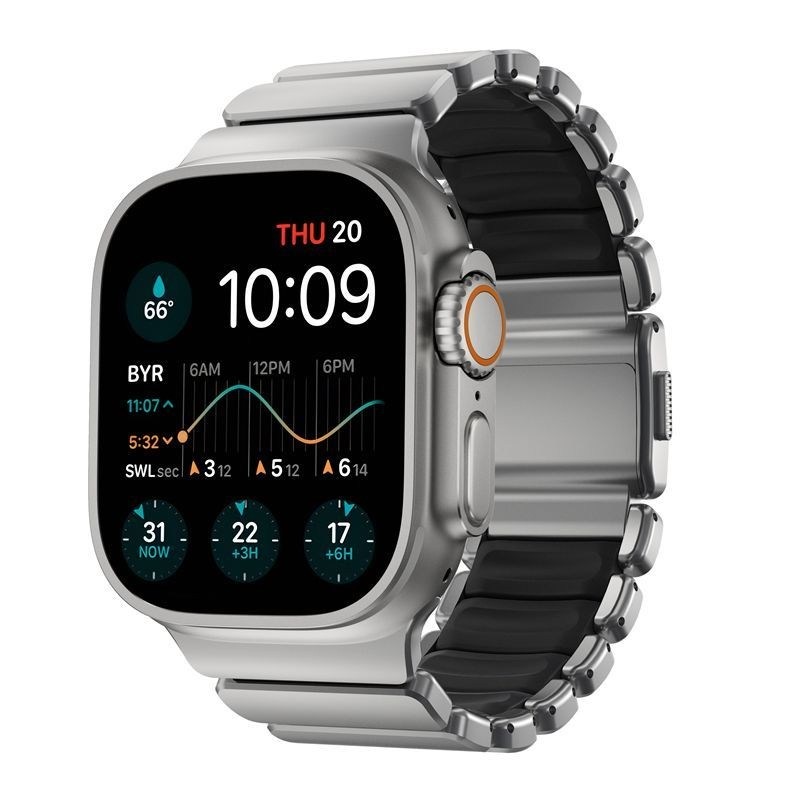 Řemínek NOMAD Stratos Titanium FKM na Apple Watch 45/46/49 mm, černá/šedá