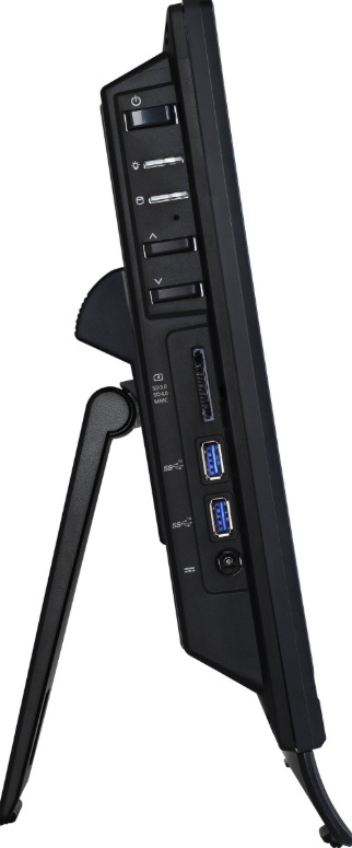 Boční konektory All In One počítače MSI PRO AP162T včetně USB 3.2 a napájení