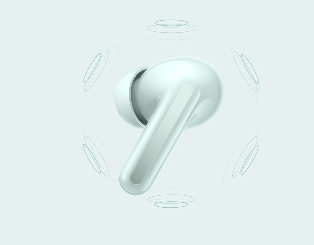 Sluchátko Xiaomi Buds 6 s detaily ilustrujícími prostorový zvuk
