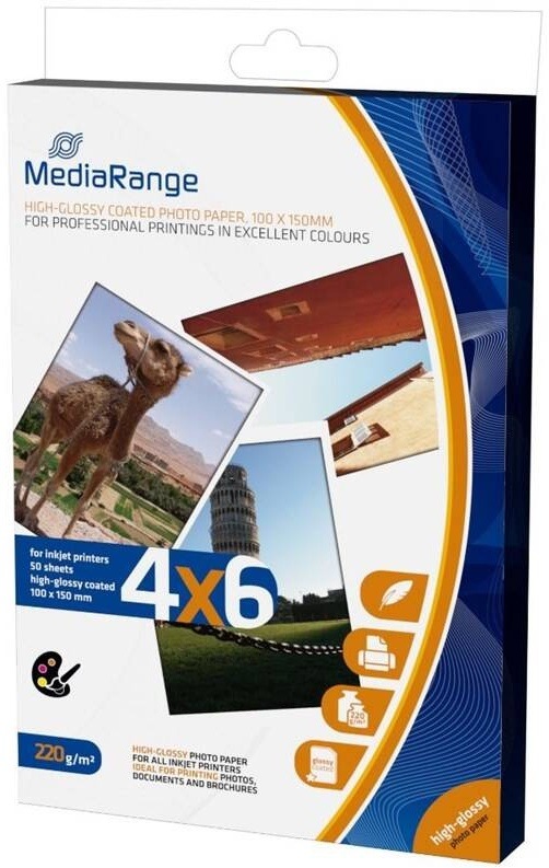 Fotopapír MediaRange 10x15 50 listů 220g lesklý inkoust