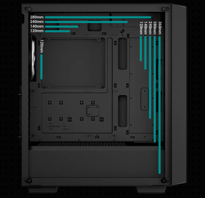 DeepCool CC560 MESH V2 je připravena i na AIO vodní chlazení
