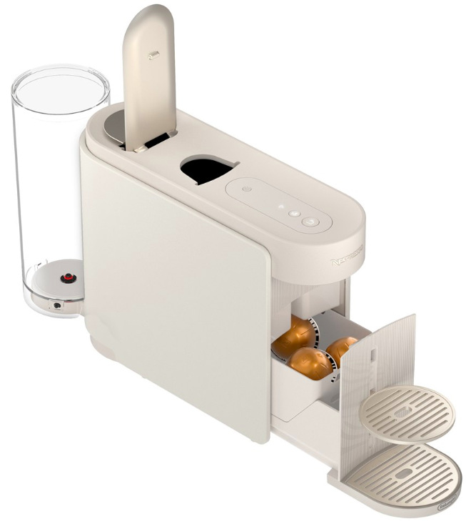 Detail otevřeného zásobníku kapslí kávovaru DeLonghi Nespresso Vertuo Up ENV200.W