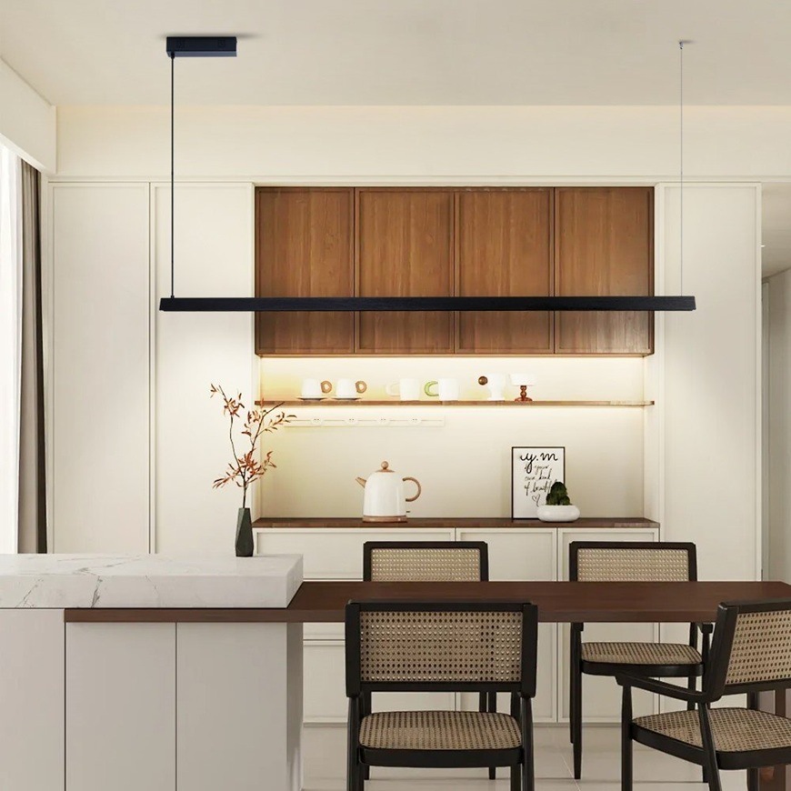 Stropní svítidlo IMMAX NEO MADEIRA SMART 202cm dřevo černé černé IMMAX NEO MADEIRA LED/44W/230V Wi-Fi Tuya 202 cm, s chytrým propojením.