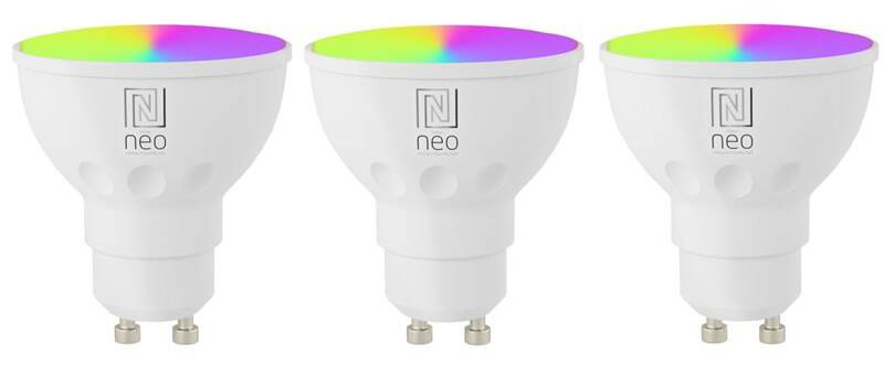 Chytrá žárovka IMMAX NEO SMART LED GU10 6W RGB+CCT barevná a bílá, stmívatelná, WiFi, 3ks