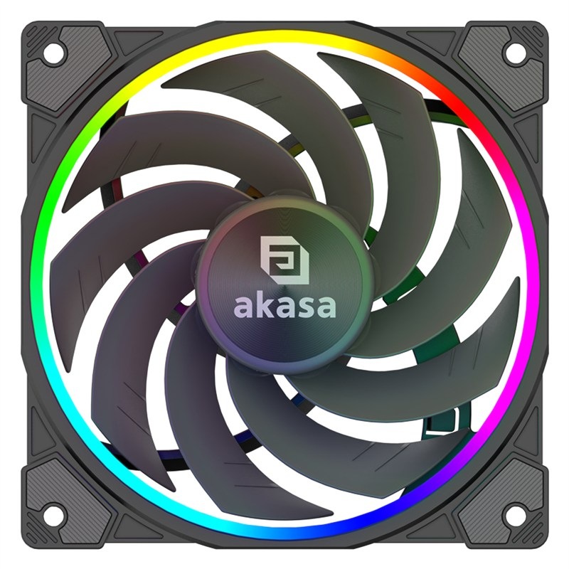 Ventilátor AKASA SOHO AR12 Reverse Blade, 120 mm, ARGB, PWM, černá barva.