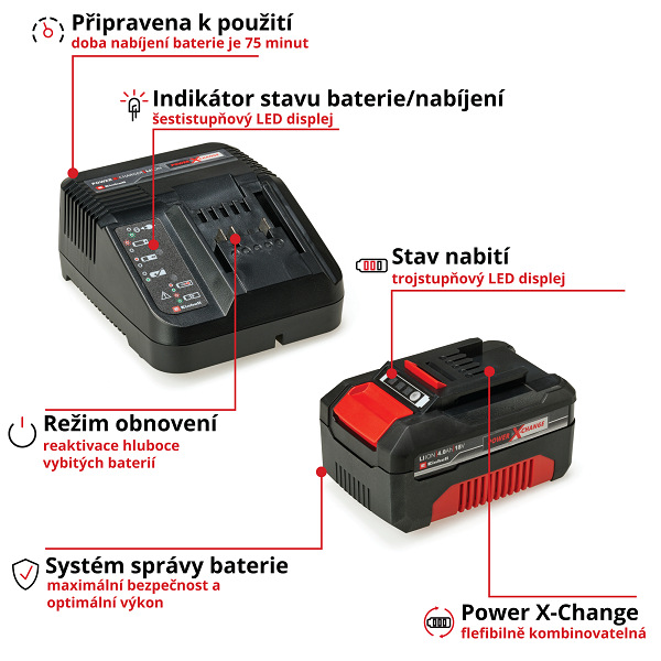 Set baterie a nabíječky Einhell Power-X-Change 18 V/4,0 Ah 4512042 Set baterie a nabíječky Einhell Power-X-Change 18 V/4,0 Ah 4512042
