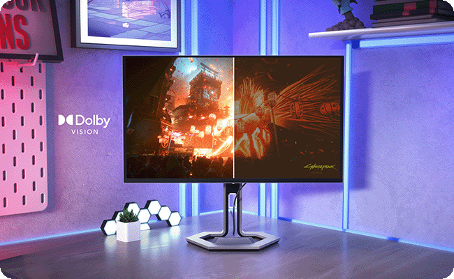 Herní monitor Lenovo Legion 27QD-10 černý Ergonomický plně funkční stojan se zvedá, naklápí, otáčí a naklání tak, aby vyhovoval vašemu ideálnímu hernímu stylu
