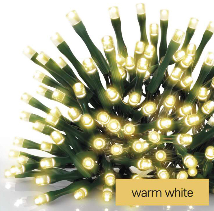 Vánoční osvětlení EMOS 120 LED řetěz zelený, 12 m, venkovní i vnitřní, teplá bílá