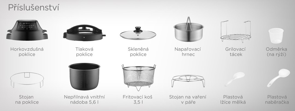 Multifunkční tlakový hrnec Concept CK8000 COOKERY 11 v 1 černý