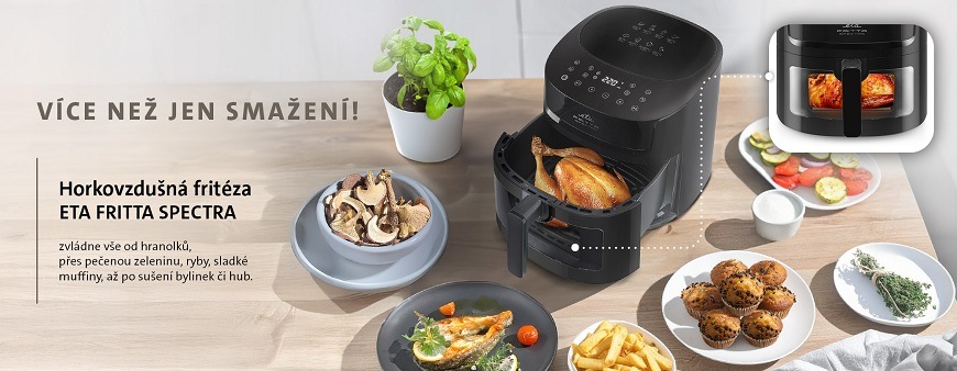 Fritéza horkovzdušná ETA Fritta Spectra 6168 90000 černá fritéza ETA Fritta Spectra, funkce