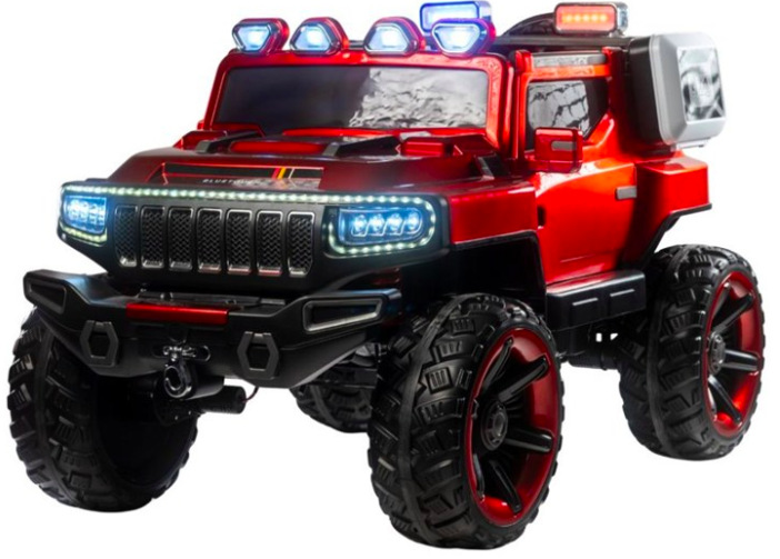 Dětské elektrické autíčko BLUETOUCH off-road s polepy, červené terénní vozítko se světly