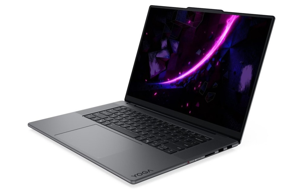 Notebook Lenovo Yoga Pro 9 16IPH11 šedý Otevřený a zapnutý notebook Lenovo Yoga Pro 9 16IPH11 otočený doleva