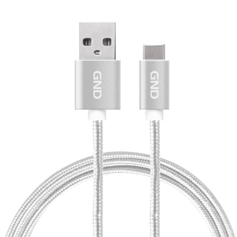 Kabel GND USB / USB-C, 1m, opletený stříbrný