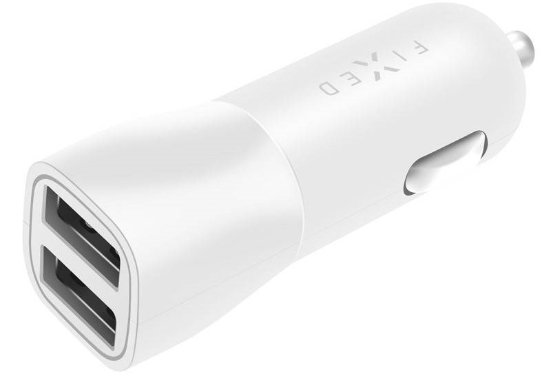 Adaptér do auta FIXED 2x USB, 15W Smart Rapid Charge bílý