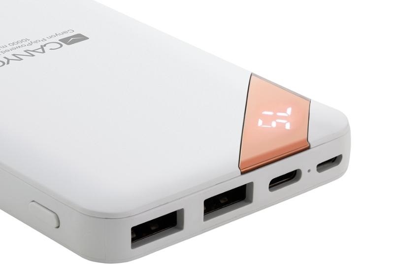 Powerbanka Canyon PB-102W, 10000 mAh, USB-C, s digitálnim displejem bílá