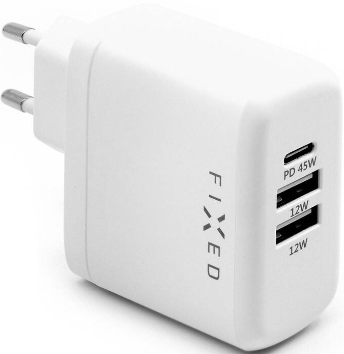 FIXED USB-C PD, 2× USB 2.0, 45 W, bílá