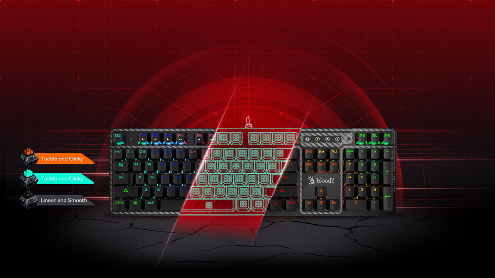 Klávesnice A4Tech Bloody B750N, Green Switch, USB, CZ/SK layout černá Klávesnice A4Tech Bloody B750N, Green Switch, USB, CZ/SK layout černá