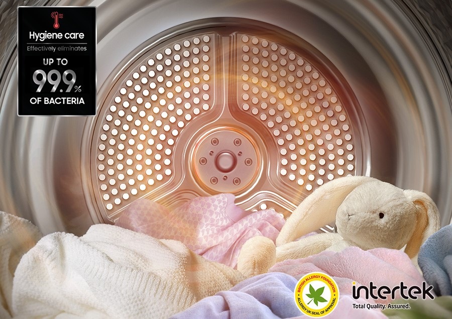 Buben sušičky s plyšákem a práblem - funkce Hygiene Care