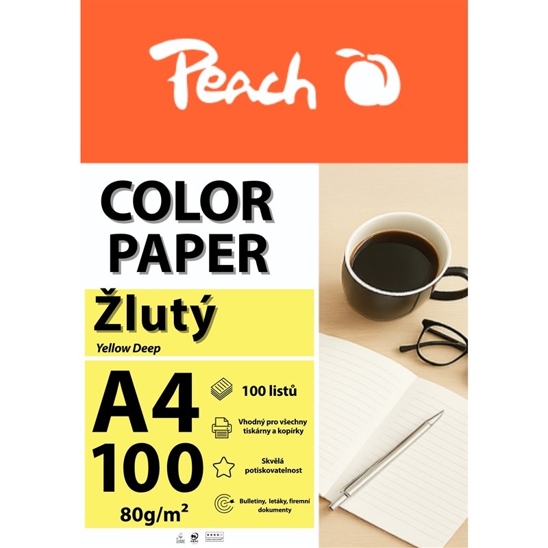 Papíry do tiskárny Peach Color A4 - 100 listů žluté