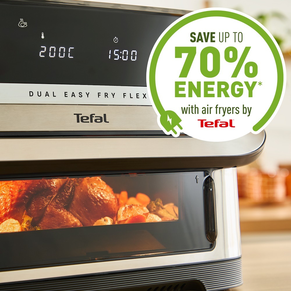 Až 70% úspora energie s horkovzdušnou fritézou Tefal EY922DE0 Dual Easy Fry Flex