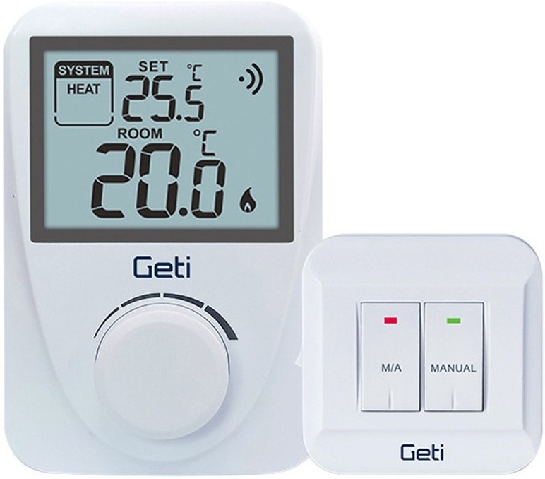 Termostat Geti GRT02, bezdrátový - bílý