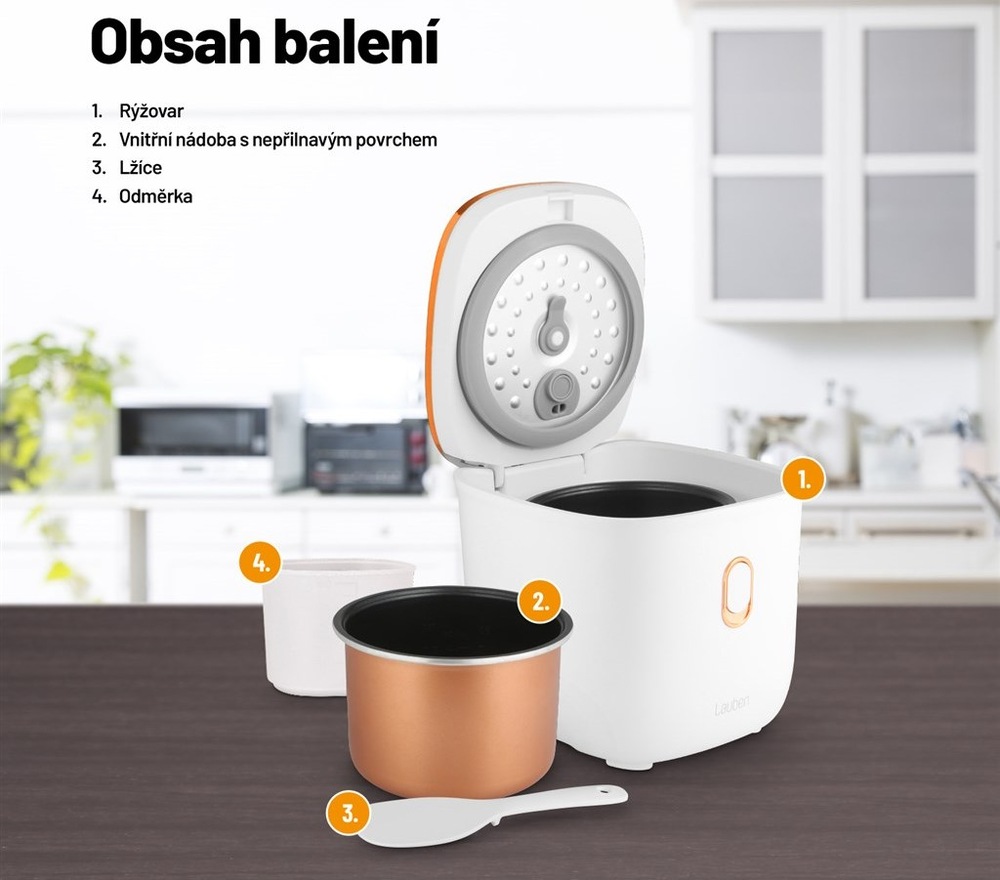 Rýžovar Lauben Multifunction Rice Cooker 1200WR Rose Gold Edition bílý Rýžovar Lauben Multifunction Rice Cooker 1200WR Rose Gold Edition