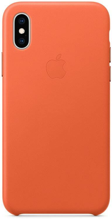 Apple Leather Case pro iPhone Xs, temně oranžová