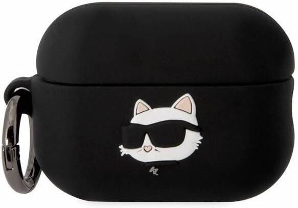 Pouzdro Karl Lagerfeld 3D Logo NFT Choupette Head na AirPods Pro 2 černé