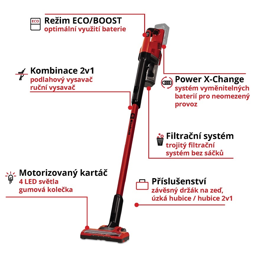 Tyčový vysavač Einhell TE-SV 18 Li-Solo (bez baterie) 2347180
