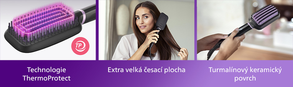 Žehlicí kartáč Philips BHH880/00 černý/fialový Žehlicí kartáč Philips BHH880/00 černý/fialový
