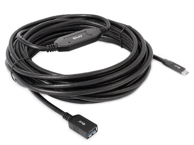 Kabel Club3D USB-C/USB-A, 10m černý Kabel Club3D USB-C/USB-A, 10m černý
