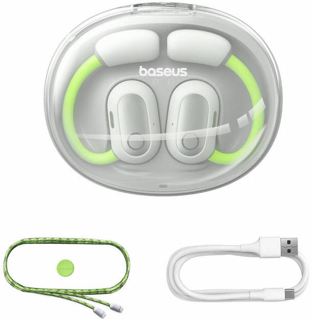Sluchátka Baseus Eli Sport 1, Open-Ear TWS bílá/zelená