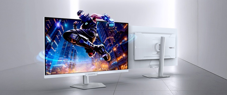 Detail obrázku monitoru s 3D ilustrací na obrazovce.