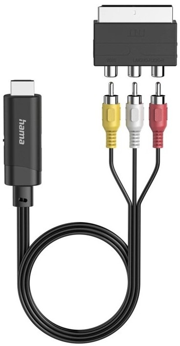Jednosměrný kabel Hama AV-Konvertor, Scart/Cinch na HDMI o délce 1 m