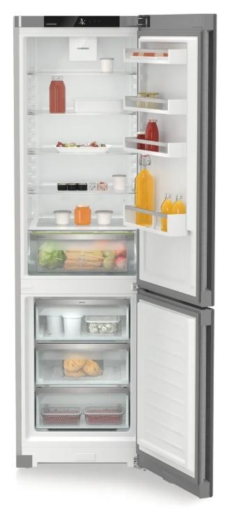 Chladnička s mrazničkou Liebherr Pure KGNsd 52Vc03 nerez otevřená lednice KGNsd 57Vc03 s jidlem