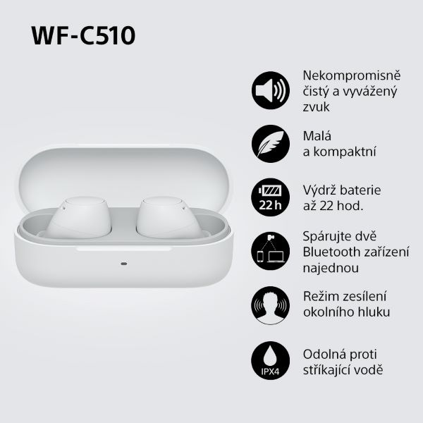 Sluchátka Sony WF-C510 bílá Sluchátka Sony WF-C510 - bílá, shrnutí