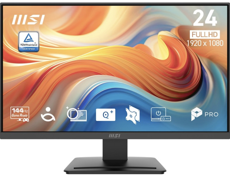 Černý monitor MSI PRO MP241 E14V 23,8" s Full HD displejem a stolním stojanem