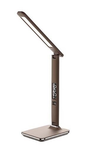 Stolní LED lampička Solight WO45-H s displejem, volba teploty světla, 9W hnědá