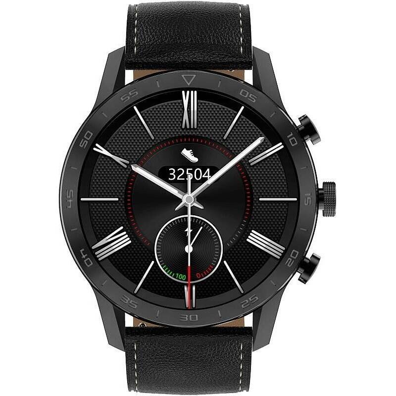 Chytré hodinky ARMODD Silentwatch 4 Pro černá s černým koženým řemínkem + silikonový řemínek