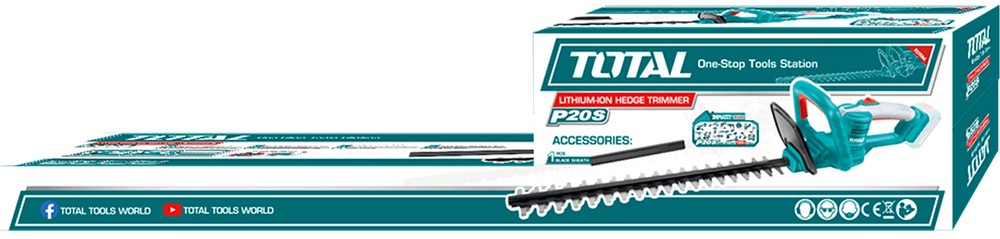 Nůžky na živý plot Total Tools THTLI20018 disponují dlouhou lištou 45 cm