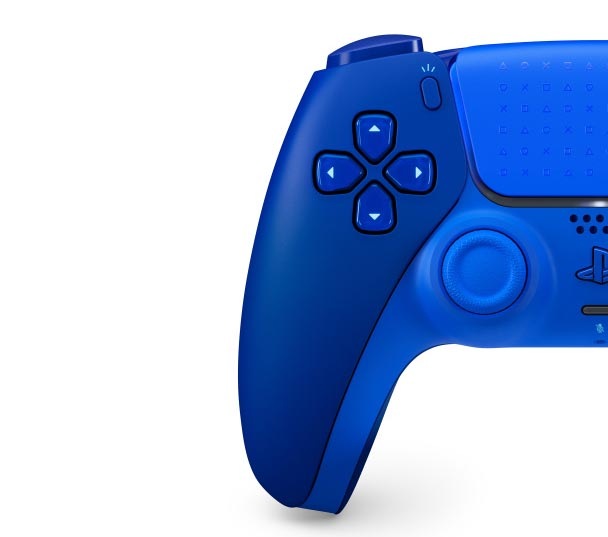 Bezdrátový ovladač Sony DualSense Pro PS5 - Icon Blue Special Edition modrý Záběr na D-Pad a tlačítko Share ovladače DualSense.